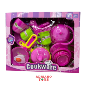 JUEGO DE COCINA ROSA C/ESCURRIDOR Y ACC