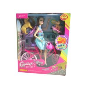 BARBIE CON BICICLETA CON DOS PERRITOS