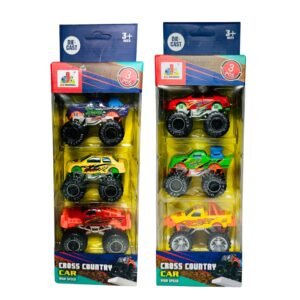 SET DE CARROS MONSTER DE METAL X3PCS EN CJA